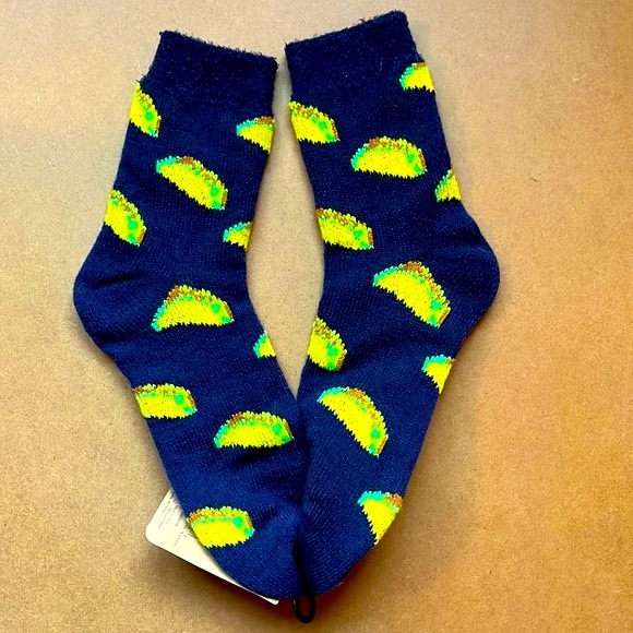 NWT Men’s NEO Cozy Cabin Taco Crew Large Navy Socks - Picture 4 of 6